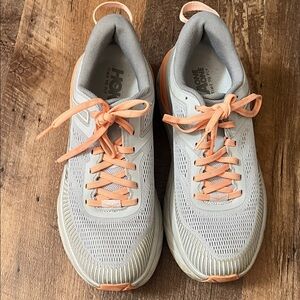 Hoka Women's Athletic Shoes in Gray and Peach